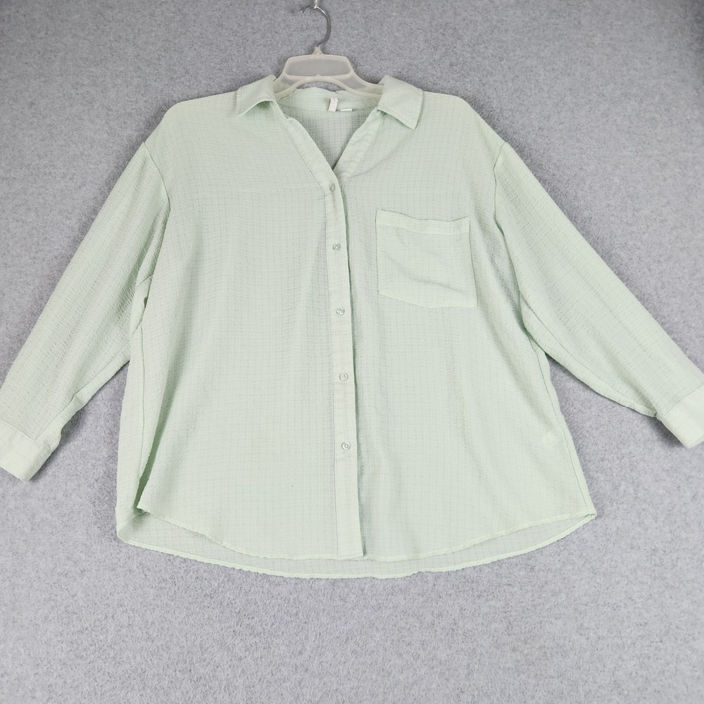 Womens Casual Shirt 14/16WP Mint Green Gauze Relaxed FIt Long Sleeve Button Up‎